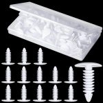 1Vapor Barrier Christmas Tree Fasteners Plastic Nylon Rivet Clips White Furniture Assembly Shelves Retainer for Crawlspace Barrier Poly Liners, Covers and Encapsulations (200 Pcs)